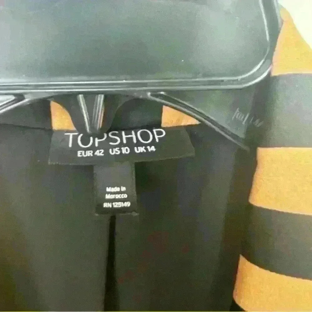 Topshop Camel Stripe Maxi Coat /Jacket Black And Gold US Size 10 New W/ Out Tags - Picture 2 of 9